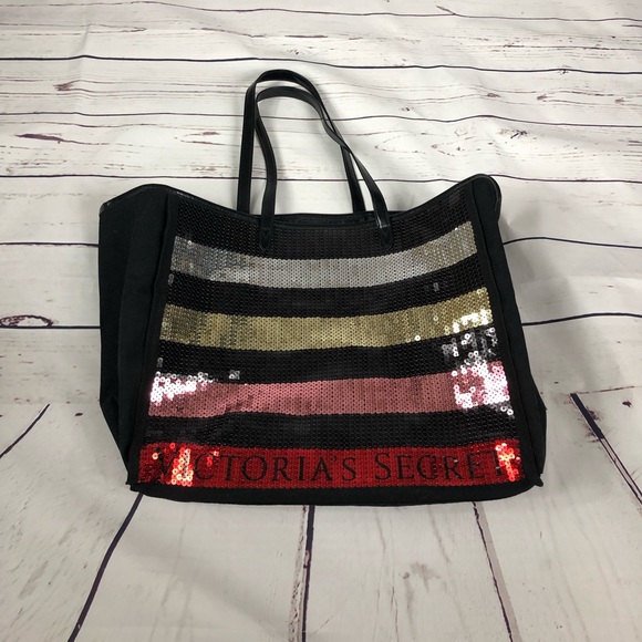 VS Stripe Sequin Tote Bag - Picture 1 of 7